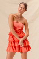 SO ME Strapless Ruffle Layered Game Day Cheer Up Dress-Dresses-Krush Kandy, Women's Online Fashion Boutique Located in Phoenix, Arizona (Scottsdale Area)