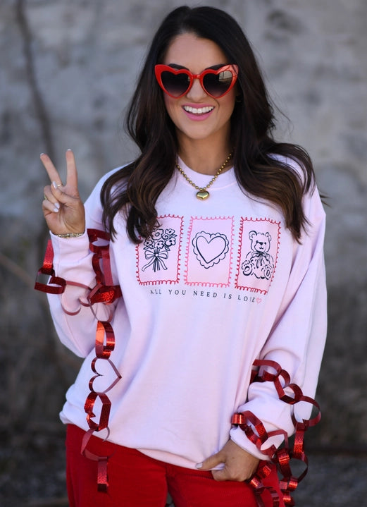 Stitched Heart Valentine Sweatshirt-Graphic Tees-Krush Kandy, Women's Online Fashion Boutique Located in Phoenix, Arizona (Scottsdale Area)