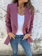 Full Size Collared Neck Long Sleeve Blazer-Long Sleeve Tops-Krush Kandy, Women's Online Fashion Boutique Located in Phoenix, Arizona (Scottsdale Area)