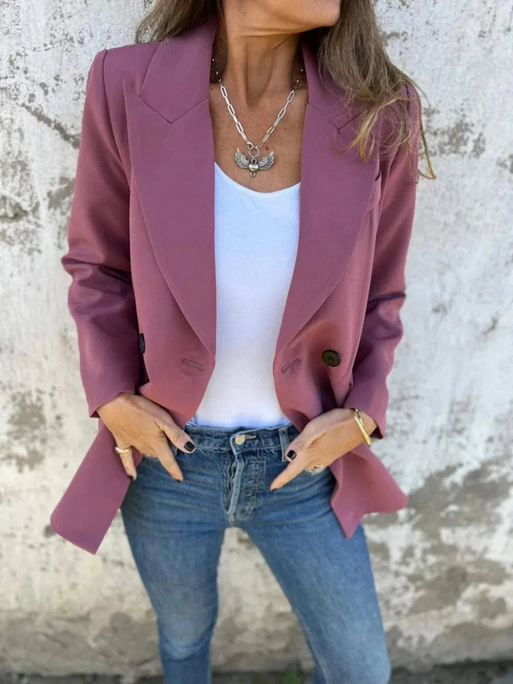 Full Size Collared Neck Long Sleeve Blazer-Blazers-Krush Kandy, Women's Online Fashion Boutique Located in Phoenix, Arizona (Scottsdale Area)