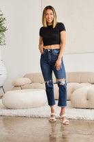 RFM Crop Dylan Full Size Tummy Control Distressed High Waist Raw Hem Jeans-Jeans-Krush Kandy, Women's Online Fashion Boutique Located in Phoenix, Arizona (Scottsdale Area)