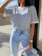 Striped Casual Tee-Tops-Krush Kandy, Women's Online Fashion Boutique Located in Phoenix, Arizona (Scottsdale Area)