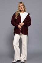 Long Sleeve Notched Collar Front Pocket Fleece Jacket-Coats-Krush Kandy, Women's Online Fashion Boutique Located in Phoenix, Arizona (Scottsdale Area)