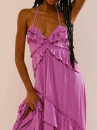 Ruffled Halter Neck Maxi Dress-Dresses-Krush Kandy, Women's Online Fashion Boutique Located in Phoenix, Arizona (Scottsdale Area)