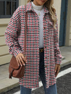 Houndstooth Button Up Long Sleeve Coat-Jacket-Krush Kandy, Women's Online Fashion Boutique Located in Phoenix, Arizona (Scottsdale Area)