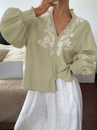 Embroidered Long Sleeve Blouse-Blouses-Krush Kandy, Women's Online Fashion Boutique Located in Phoenix, Arizona (Scottsdale Area)