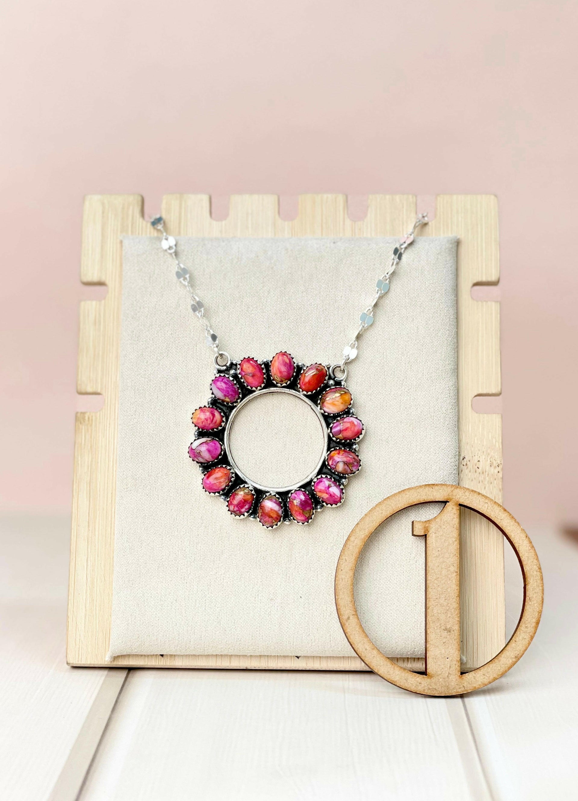 Canyon Dreams Halo Multistone Necklace-Necklaces-Krush Kandy, Women's Online Fashion Boutique Located in Phoenix, Arizona (Scottsdale Area)