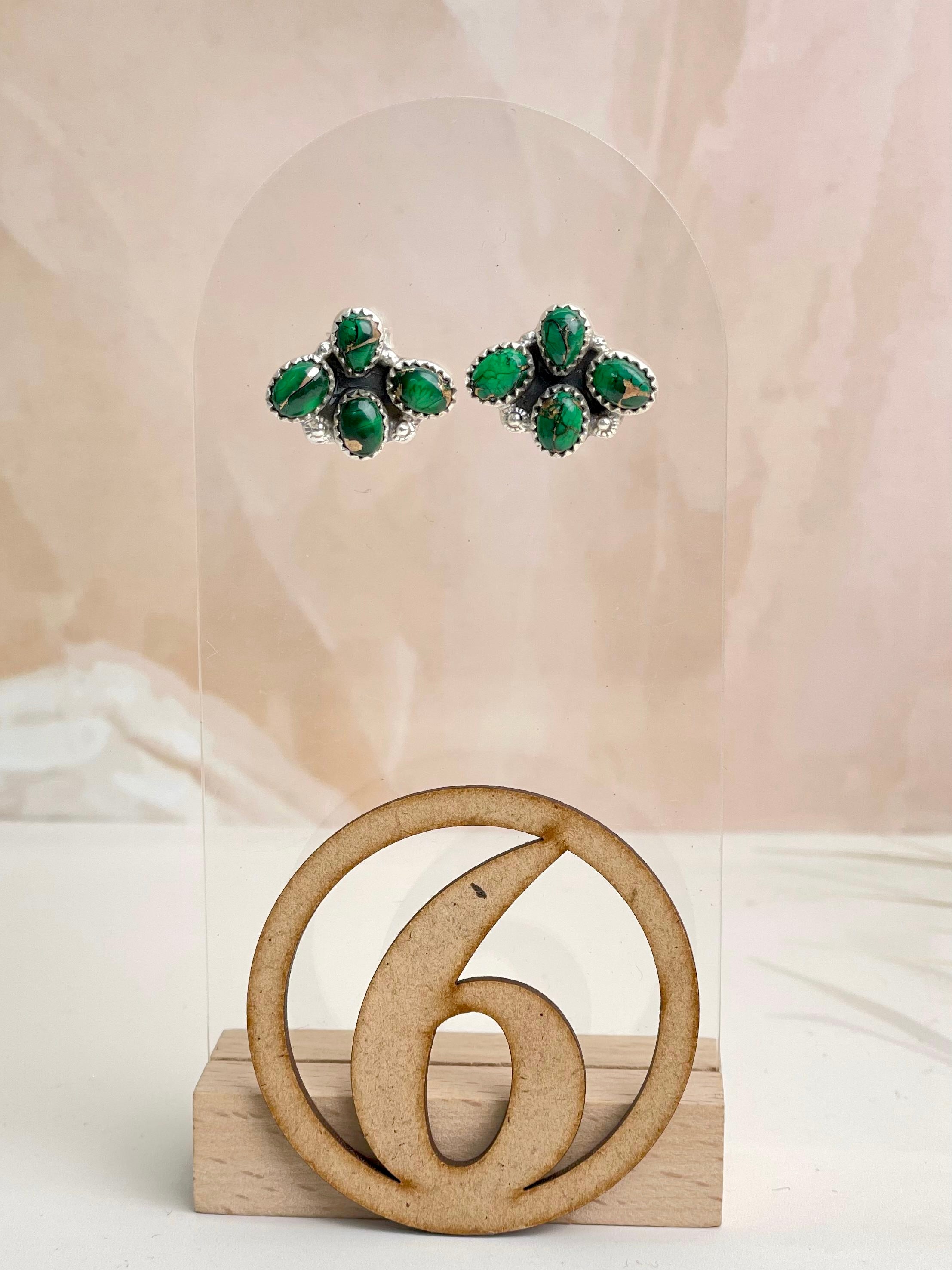 Irish Green Dahlia Studs sno 1-Earrings-Krush Kandy, Women's Online Fashion Boutique Located in Phoenix, Arizona (Scottsdale Area)