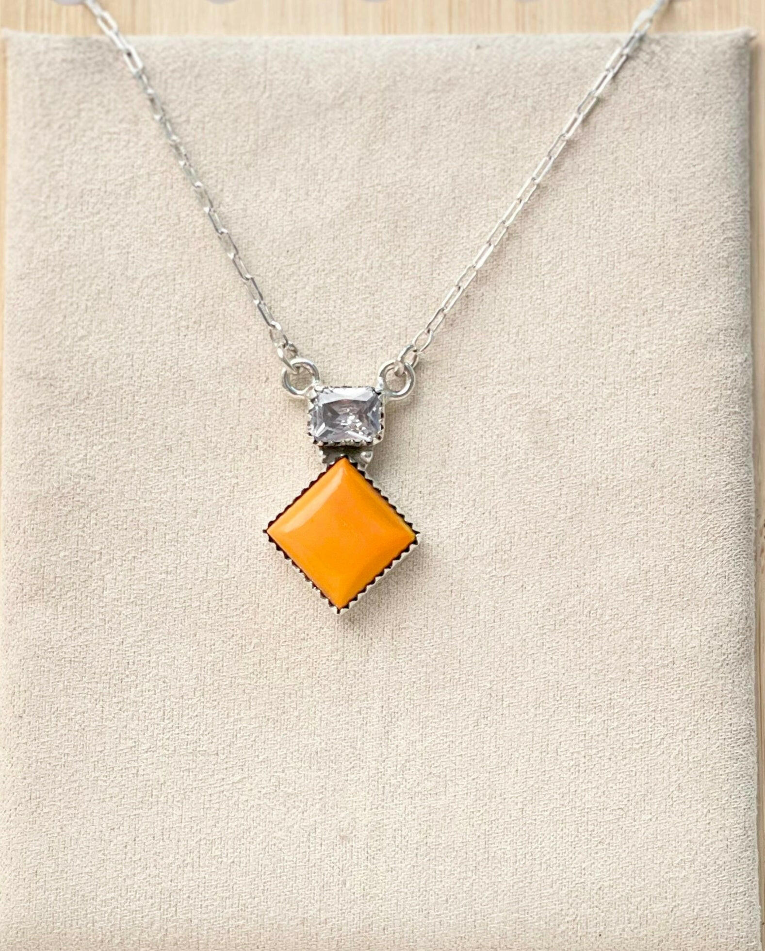 Tangerine Rosarita CZ Dainty Chain Necklace-Necklaces-Krush Kandy, Women's Online Fashion Boutique Located in Phoenix, Arizona (Scottsdale Area)