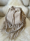 Meet Me at Coachella Suede Bucket Bag with Fringe