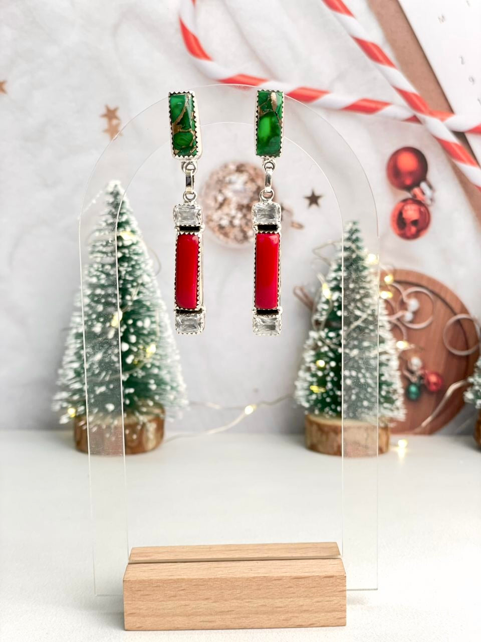 Christmas in Kandyland CZ Bar Drop Studs-Earrings-Krush Kandy, Women's Online Fashion Boutique Located in Phoenix, Arizona (Scottsdale Area)
