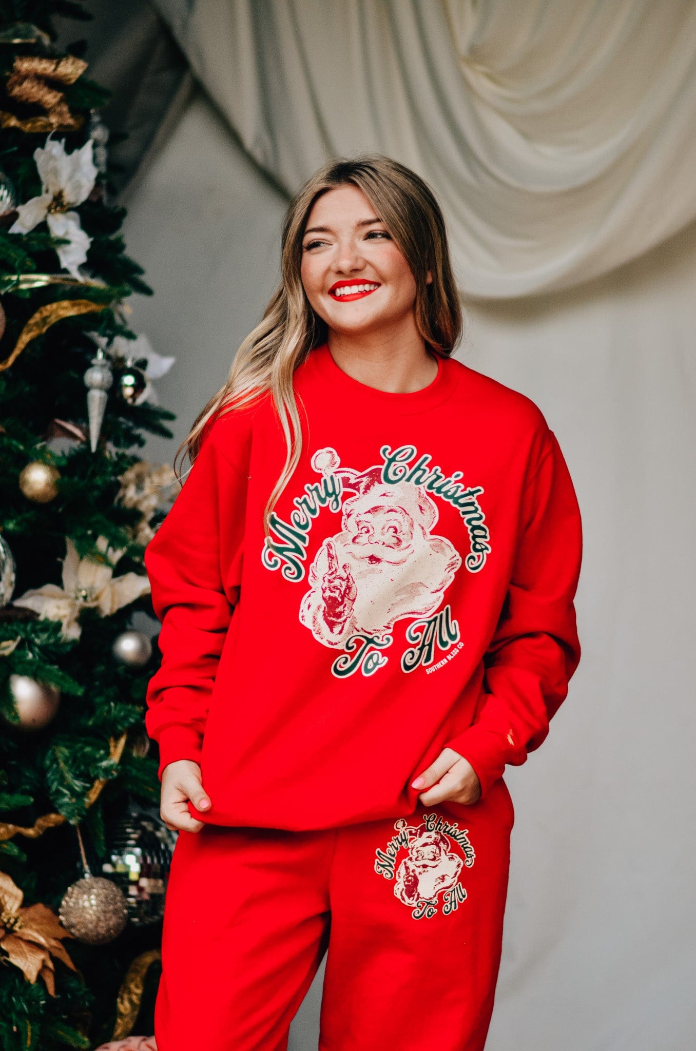 Vintage Santa Red Sweatshirt-Krush Kandy, Women's Online Fashion Boutique Located in Phoenix, Arizona (Scottsdale Area)