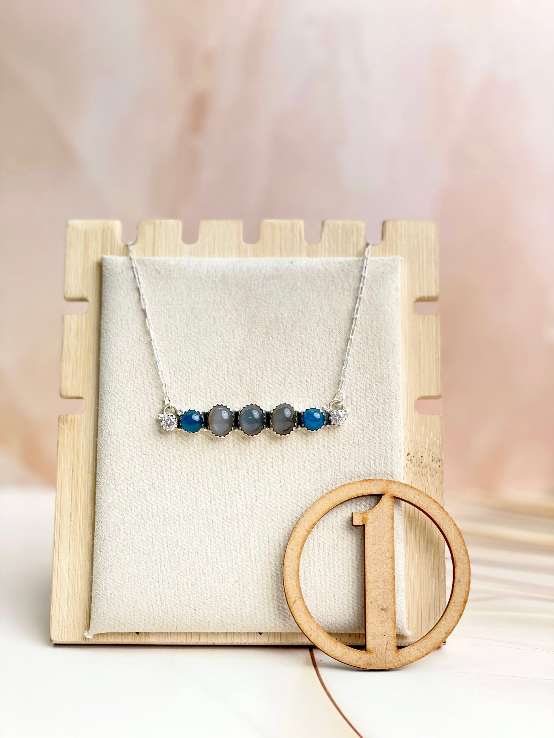 Grey Moonstone & Blue Apatite Necklace Sno 13-Necklaces-Krush Kandy, Women's Online Fashion Boutique Located in Phoenix, Arizona (Scottsdale Area)