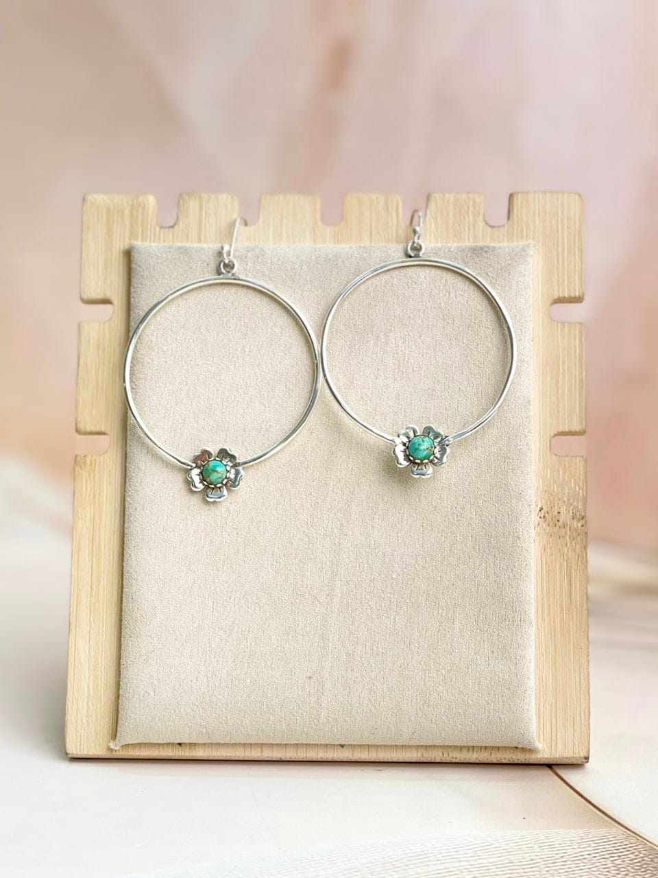 Sterling Flower Single Stone Hoops-Earrings-Krush Kandy, Women's Online Fashion Boutique Located in Phoenix, Arizona (Scottsdale Area)