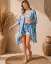 Abstract Print Silky Feel Kimono