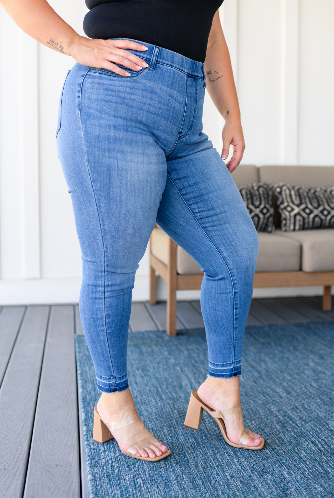 Judy Blue Amanda High Rise Pull on Release Hem Skinny Jeans-Jeans-Krush Kandy, Women's Online Fashion Boutique Located in Phoenix, Arizona (Scottsdale Area)