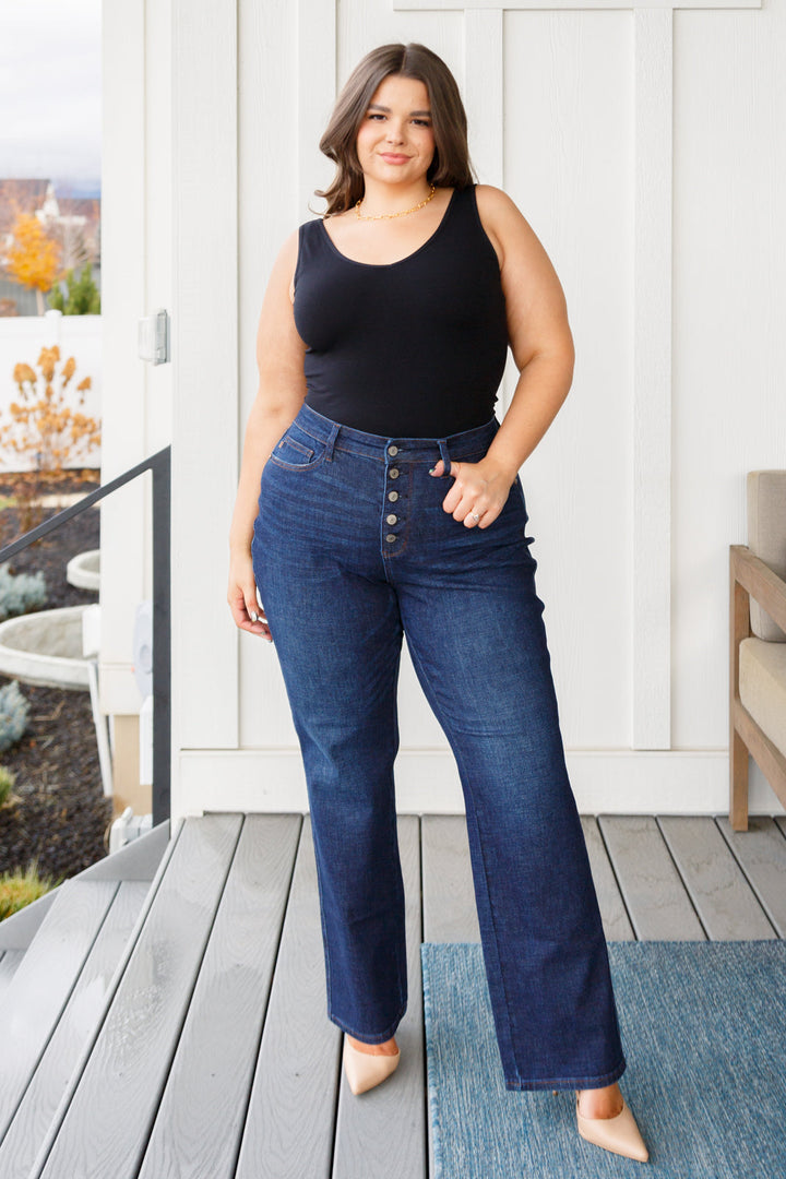 JUDY BLUE Arlo High Rise Button-Fly Straight Jeans-Womens-Krush Kandy, Women's Online Fashion Boutique Located in Phoenix, Arizona (Scottsdale Area)