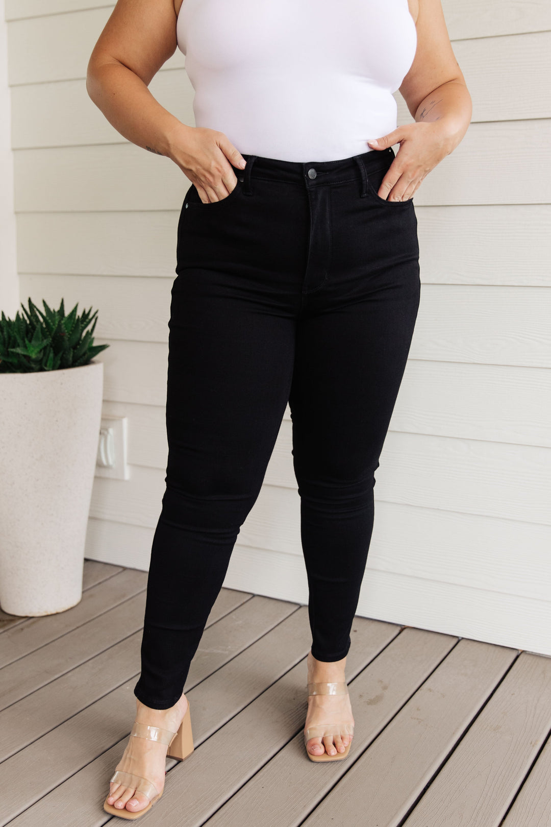 Judy Blue Audrey High Rise Control Top Classic Skinny Jeans in Black-Jeans-Krush Kandy, Women's Online Fashion Boutique Located in Phoenix, Arizona (Scottsdale Area)