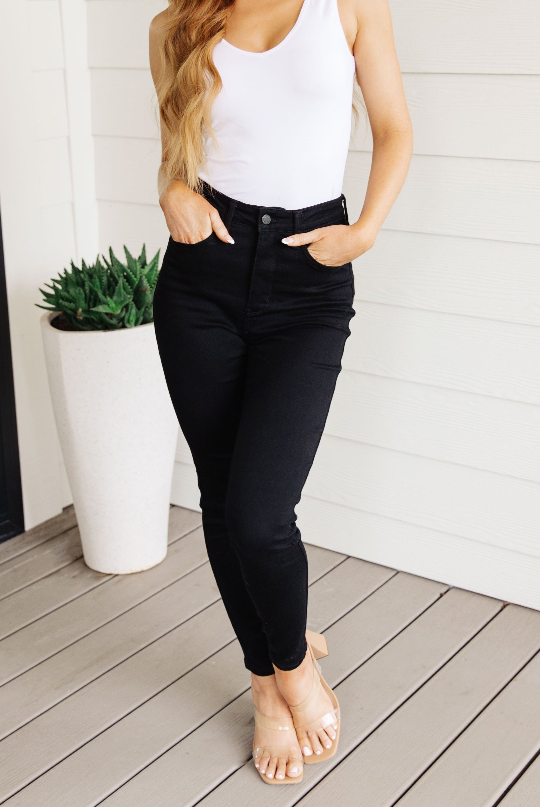 Judy Blue Audrey High Rise Control Top Classic Skinny Jeans in Black-Jeans-Krush Kandy, Women's Online Fashion Boutique Located in Phoenix, Arizona (Scottsdale Area)