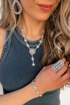 Set The Tone Sterling Concho Lariat Necklace | PREORDER NOW OPEN-Necklaces-Krush Kandy, Women's Online Fashion Boutique Located in Phoenix, Arizona (Scottsdale Area)