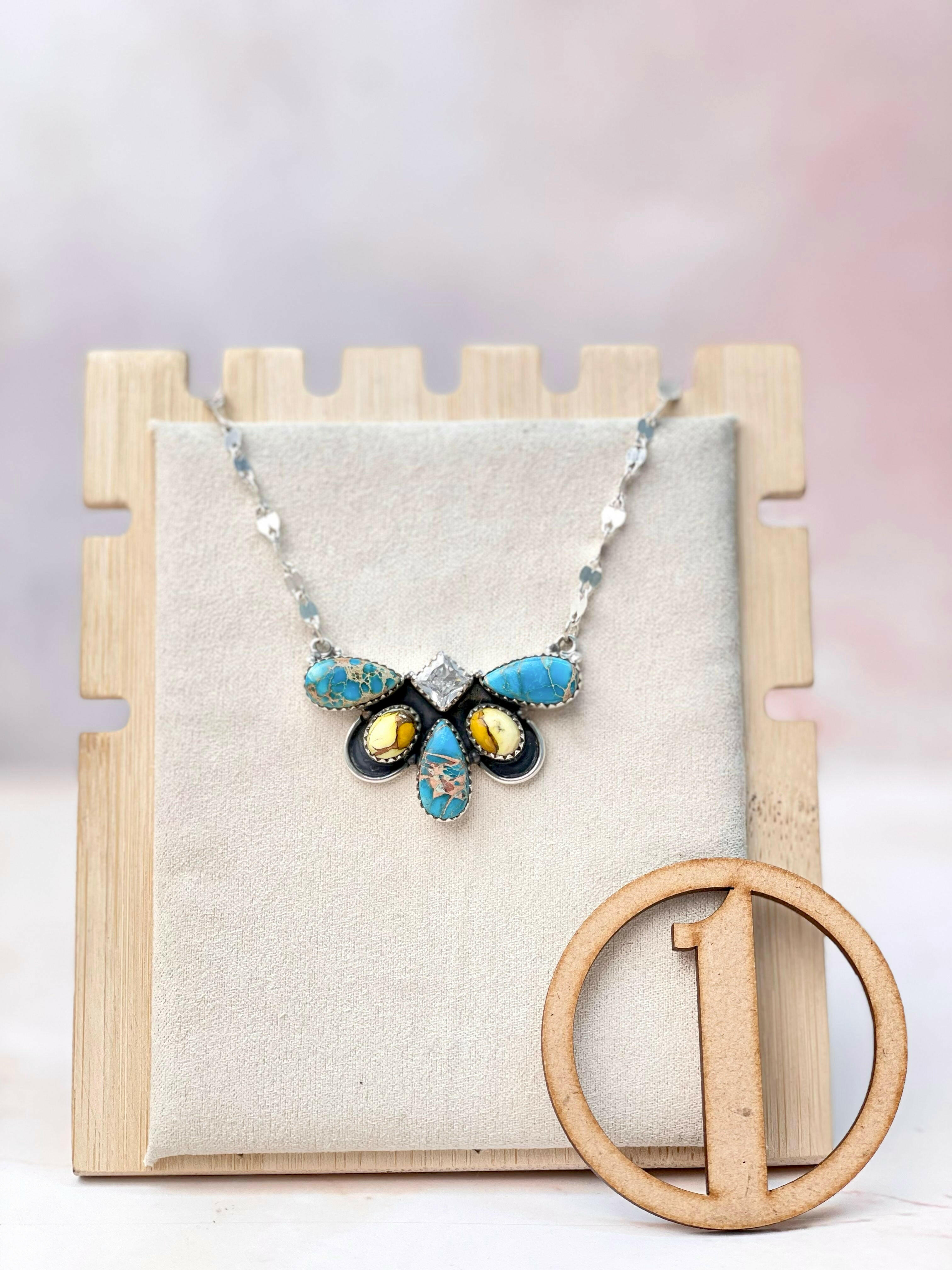 Desert Jasper Half Flower Necklace-Necklaces-Krush Kandy, Women's Online Fashion Boutique Located in Phoenix, Arizona (Scottsdale Area)