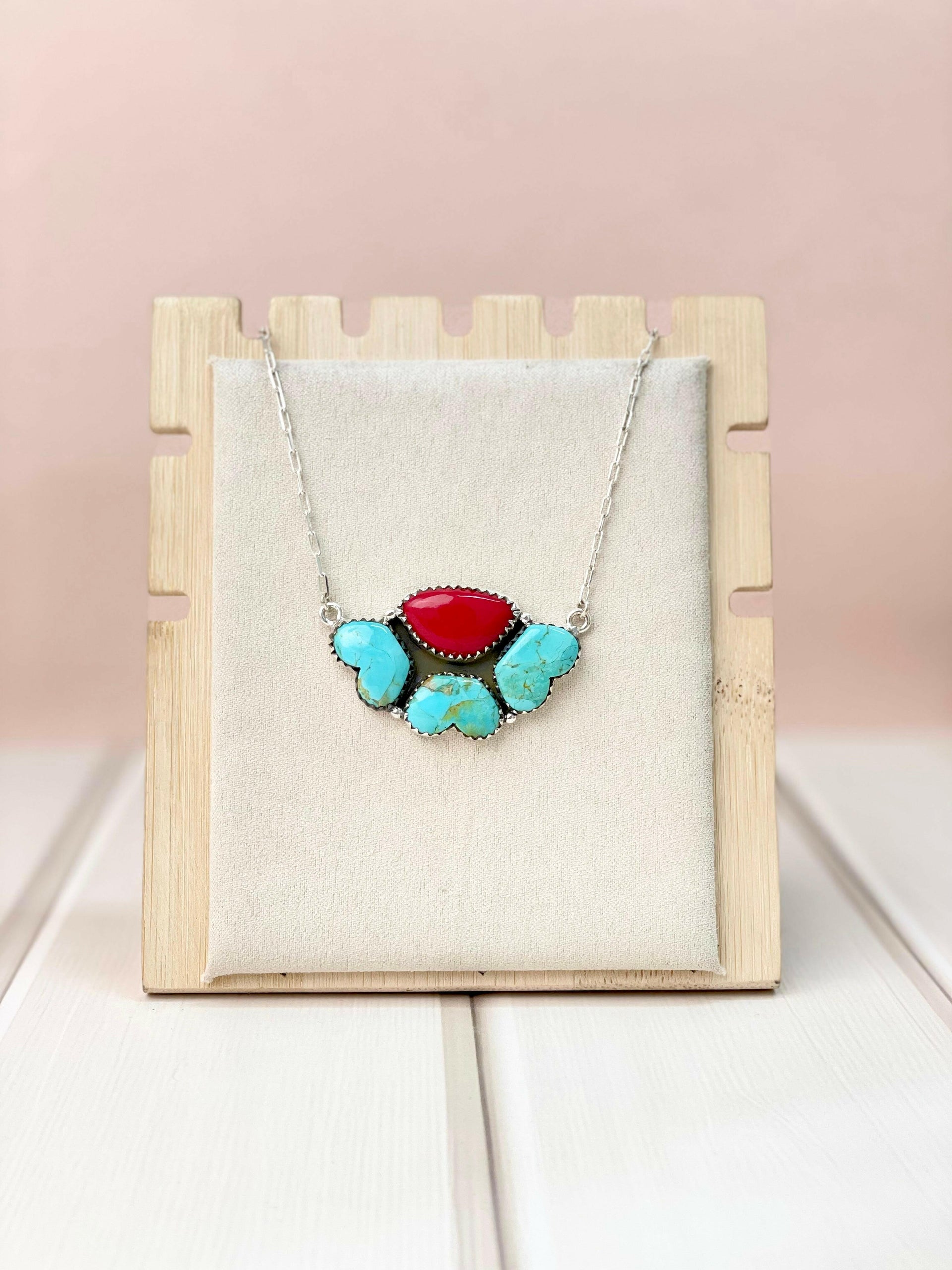 Half Red Rosarita Daisy Chain Pendants-Necklaces-Krush Kandy, Women's Online Fashion Boutique Located in Phoenix, Arizona (Scottsdale Area)