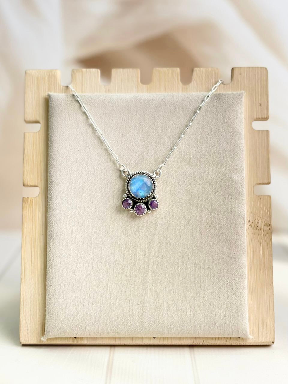 Celestial Spring Moonstone Round Necklace-Necklaces-Krush Kandy, Women's Online Fashion Boutique Located in Phoenix, Arizona (Scottsdale Area)