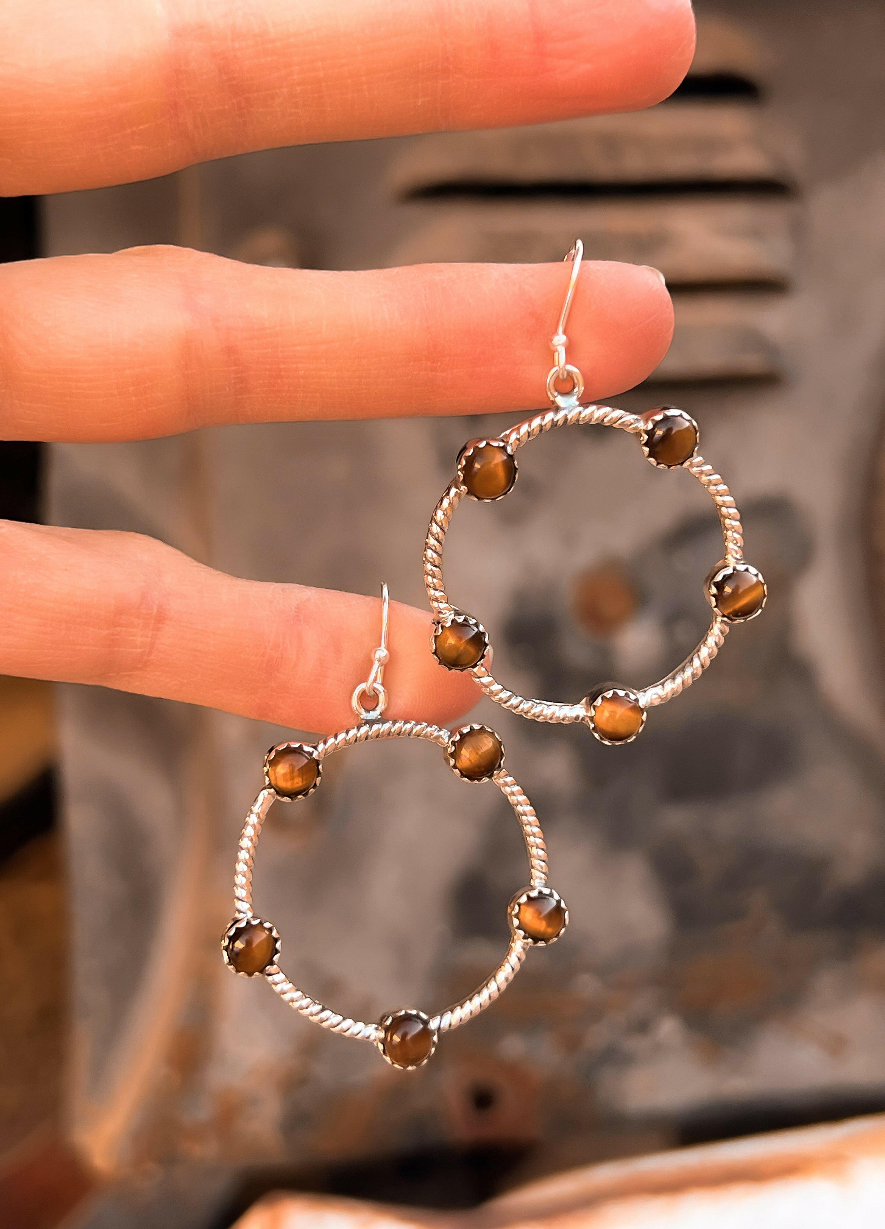 Twisted Rope Stone Hoop Earrings-Hoop Earrings-Krush Kandy, Women's Online Fashion Boutique Located in Phoenix, Arizona (Scottsdale Area)