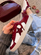 Stardust Glam: Burgundy Glitter Star Sneakers-Sneakers-Krush Kandy, Women's Online Fashion Boutique Located in Phoenix, Arizona (Scottsdale Area)