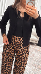 Leopard Print Waist Tie Pull On Pants-Pants-Krush Kandy, Women's Online Fashion Boutique Located in Phoenix, Arizona (Scottsdale Area)