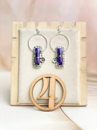 Sterling Flower Bar Stone Hoops-Earrings-Krush Kandy, Women's Online Fashion Boutique Located in Phoenix, Arizona (Scottsdale Area)