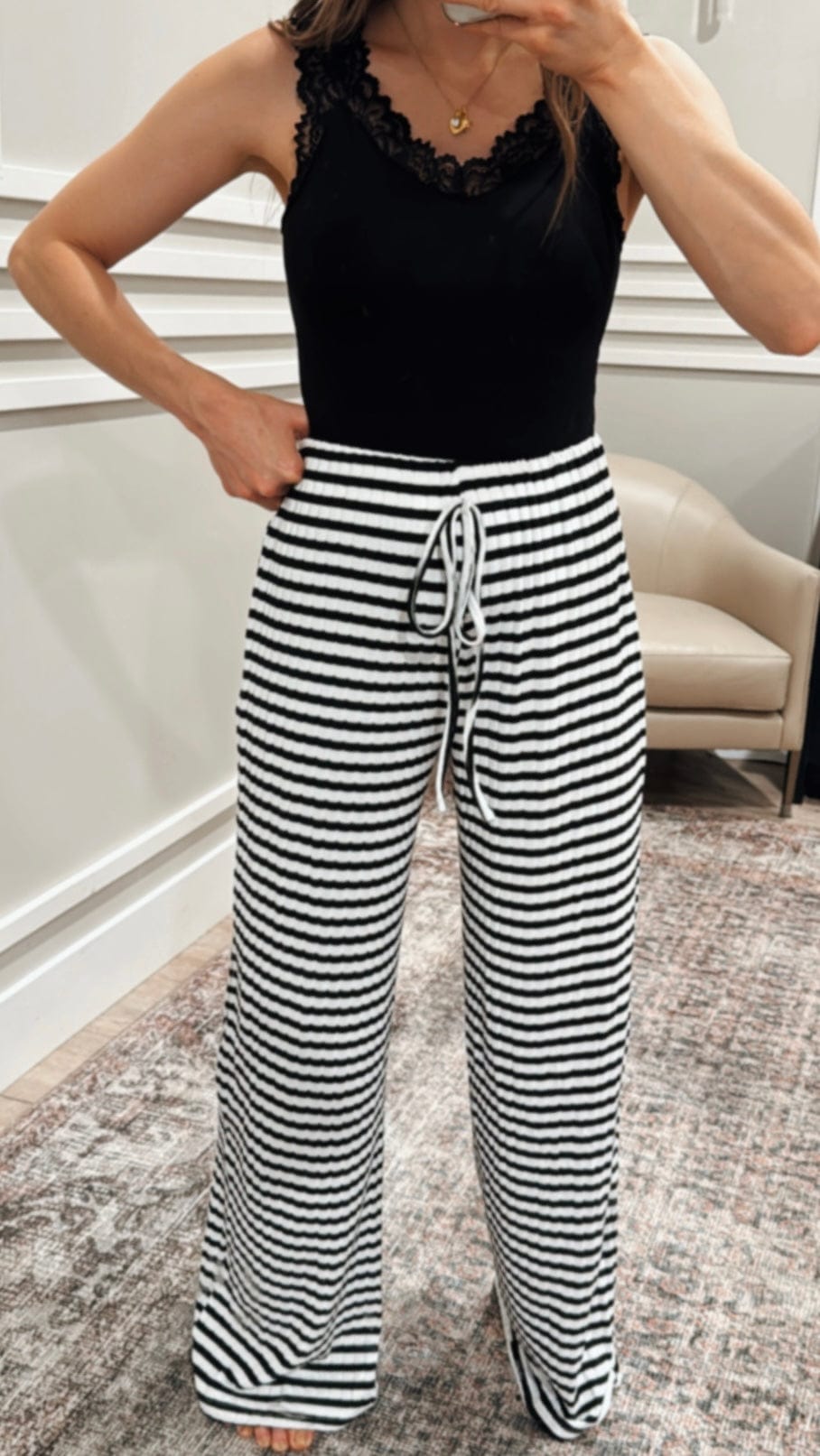 Wide Leg Stripe Tie Pants-Pants-Krush Kandy, Women's Online Fashion Boutique Located in Phoenix, Arizona (Scottsdale Area)