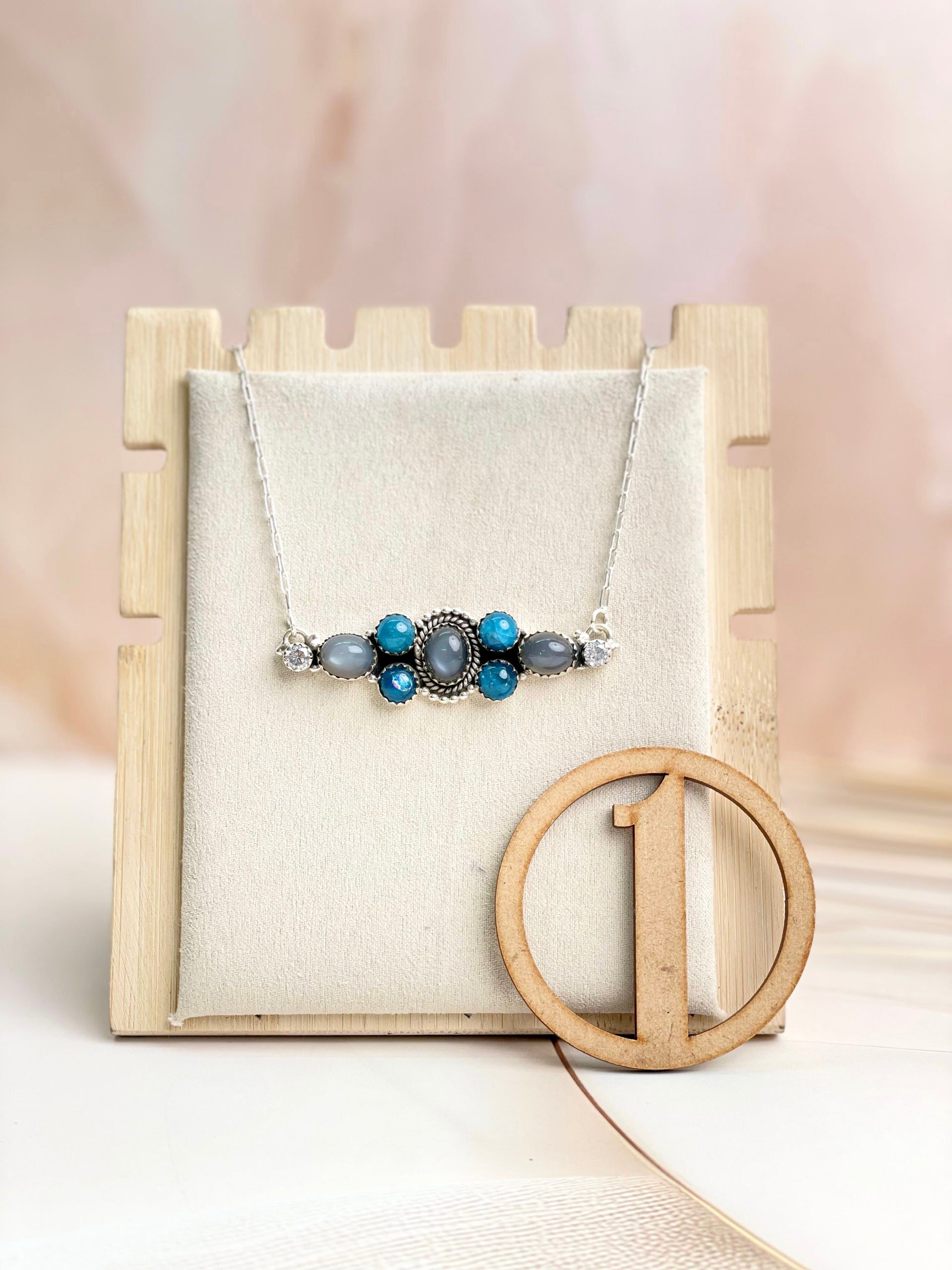 Grey Moonstone & Blue Apatite Necklace Sno 11-Necklaces-Krush Kandy, Women's Online Fashion Boutique Located in Phoenix, Arizona (Scottsdale Area)