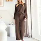 LUXE Soft Long Sleeve & Wide Leg Pant Lounge Set-Pants-Krush Kandy, Women's Online Fashion Boutique Located in Phoenix, Arizona (Scottsdale Area)
