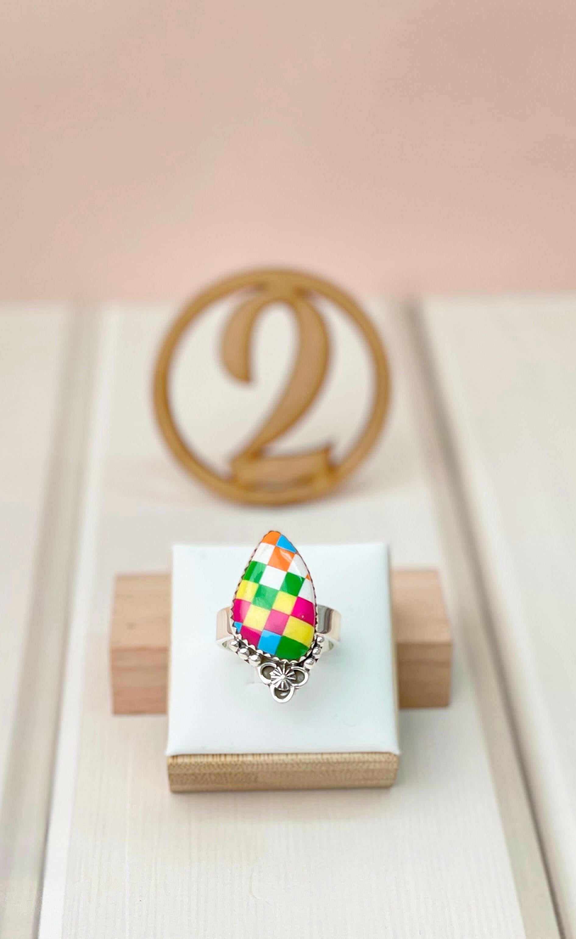 Summer Checkers Slab Rings-Rings-Krush Kandy, Women's Online Fashion Boutique Located in Phoenix, Arizona (Scottsdale Area)