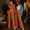 Seaside Breeze Mineral Wash Wide Leg Cropped Pants