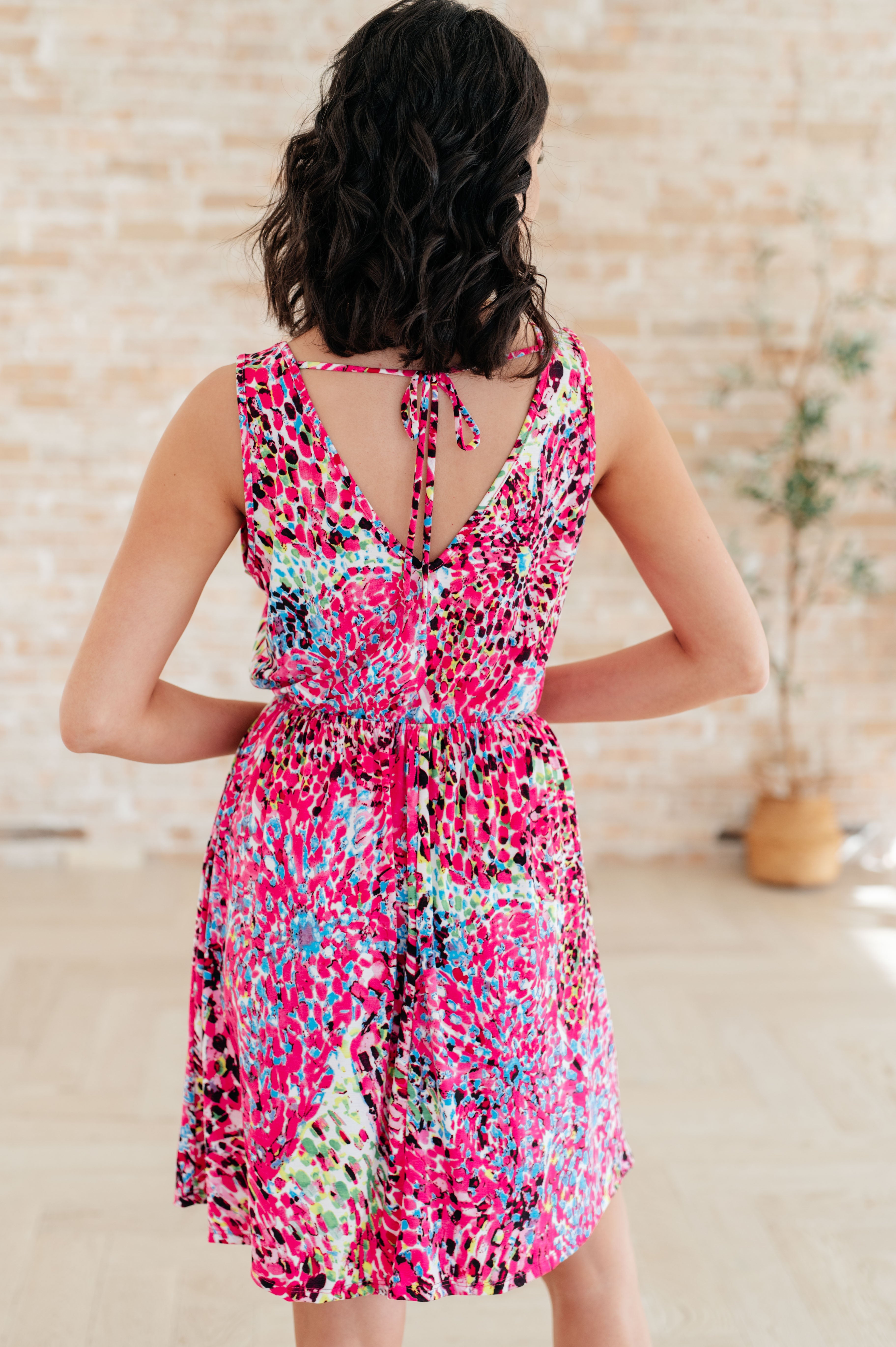 Bless Your Heart V-Neck Dress in Neon Fuchsia-Dresses-Krush Kandy, Women's Online Fashion Boutique Located in Phoenix, Arizona (Scottsdale Area)