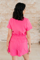 Break Point Collared Romper in Hot Pink-Jumpsuits & Rompers-Krush Kandy, Women's Online Fashion Boutique Located in Phoenix, Arizona (Scottsdale Area)