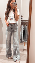 Sequin Star Round Neck Short Sleeve T-Shirt-Short Sleeve Tops-Krush Kandy, Women's Online Fashion Boutique Located in Phoenix, Arizona (Scottsdale Area)