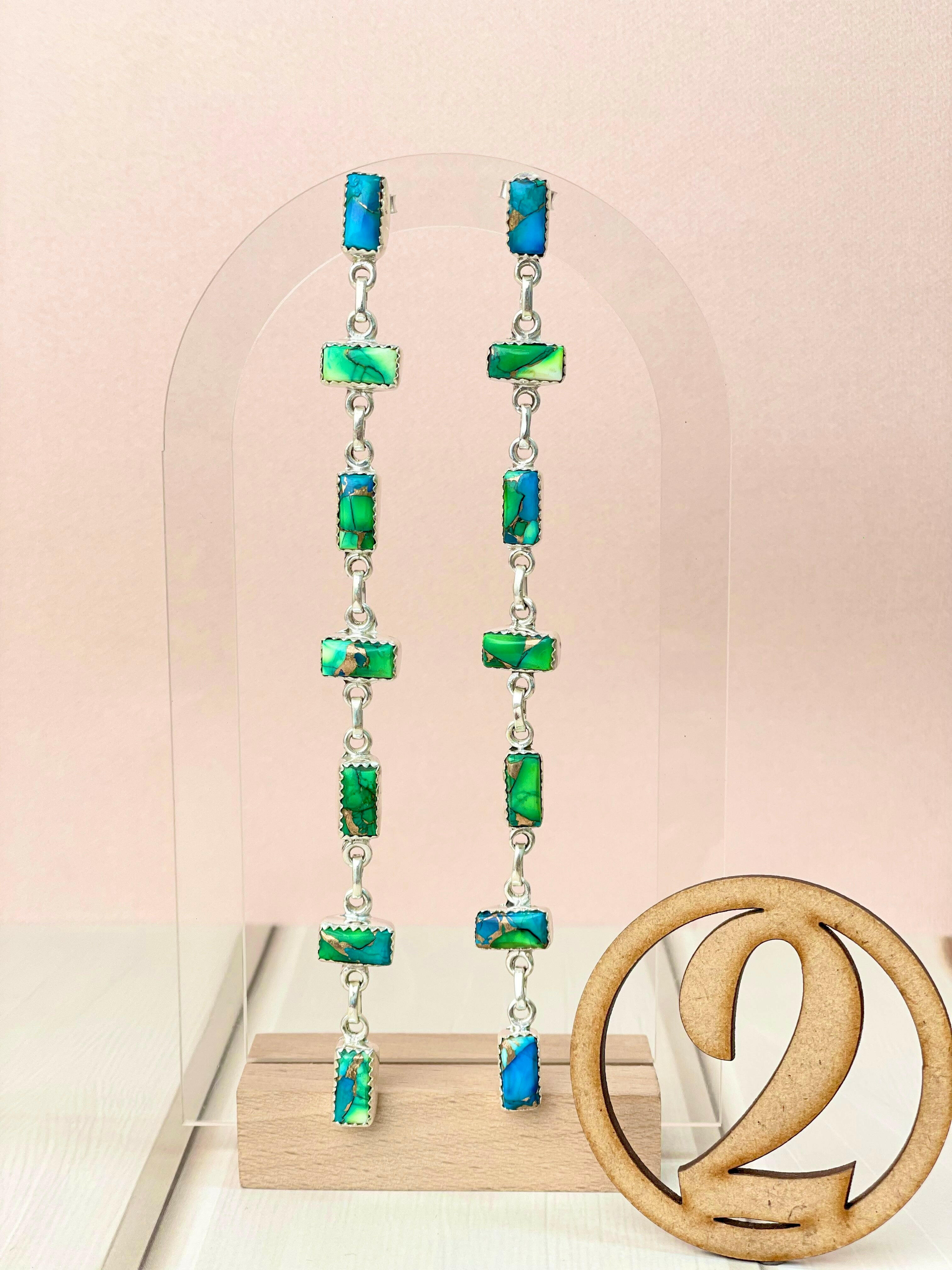 Dancing Bar Peacock Dahlia Earrings-Earrings-Krush Kandy, Women's Online Fashion Boutique Located in Phoenix, Arizona (Scottsdale Area)