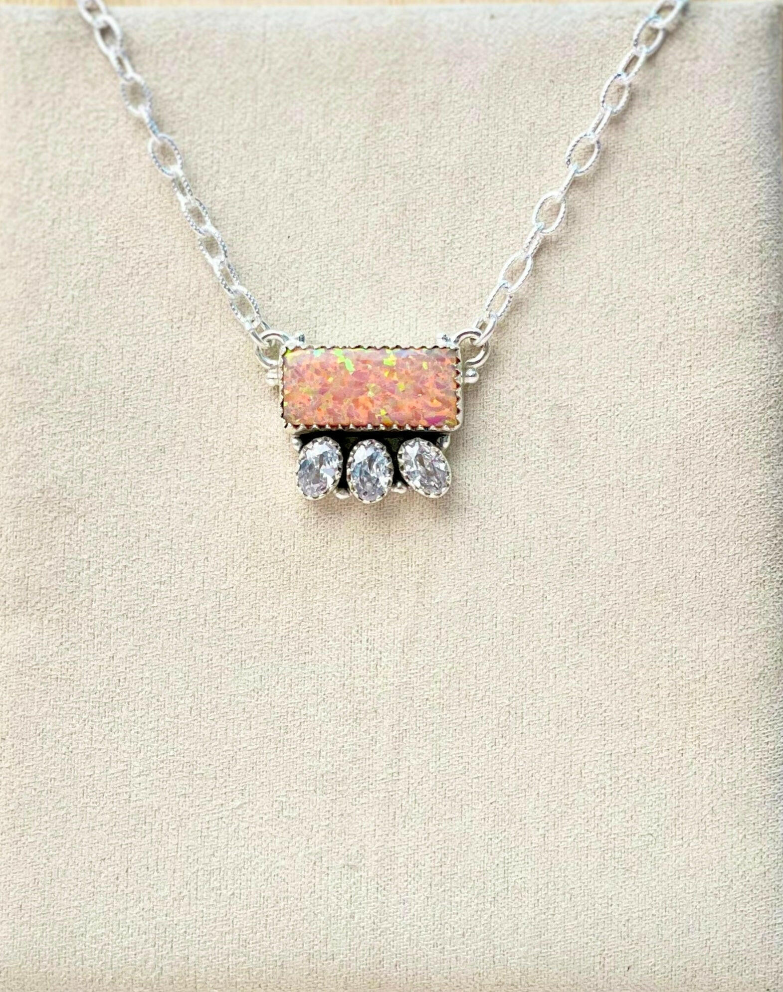 Opal Bar and CZ Necklace-Necklaces-Krush Kandy, Women's Online Fashion Boutique Located in Phoenix, Arizona (Scottsdale Area)