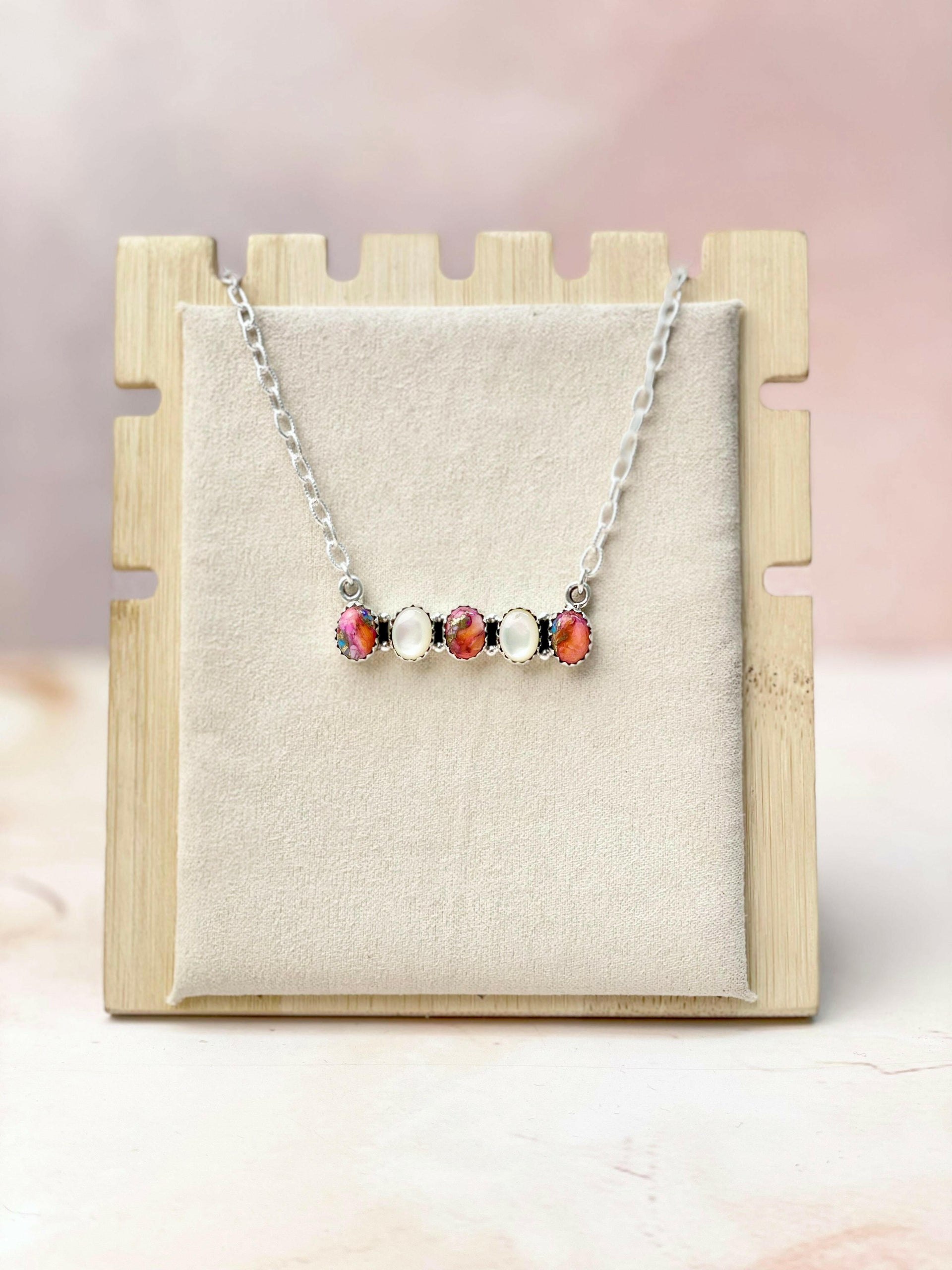 Multi Gem and MOP Bar Necklace-Necklaces-Krush Kandy, Women's Online Fashion Boutique Located in Phoenix, Arizona (Scottsdale Area)