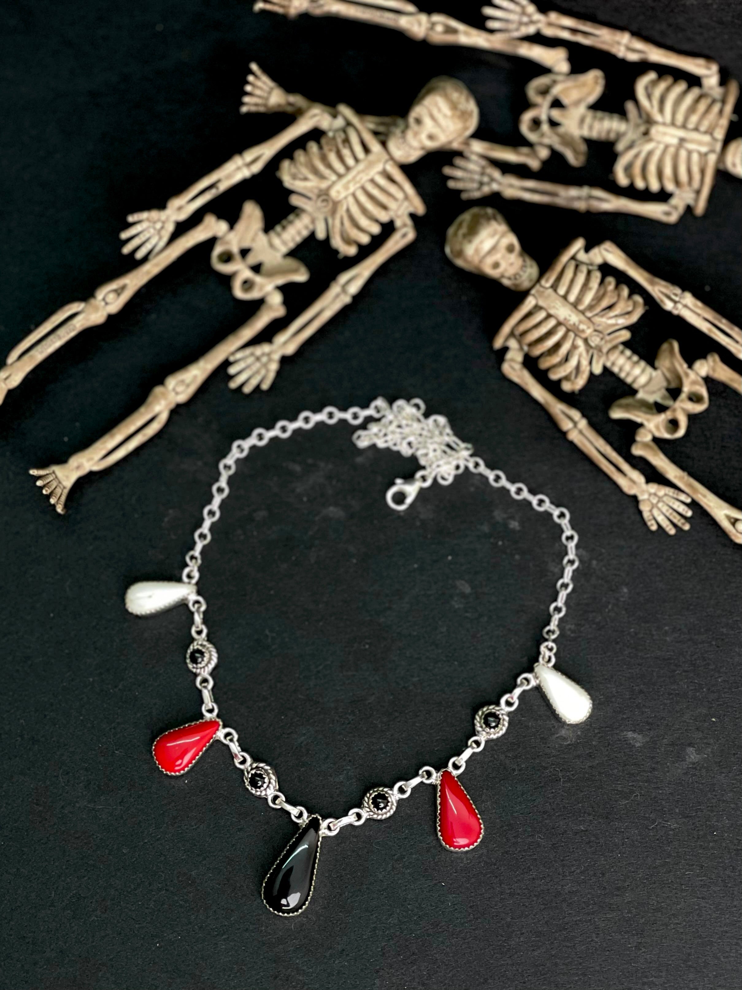 Halloween Necklace Rosarita & Black Onyx sno 2-Necklaces-Krush Kandy, Women's Online Fashion Boutique Located in Phoenix, Arizona (Scottsdale Area)