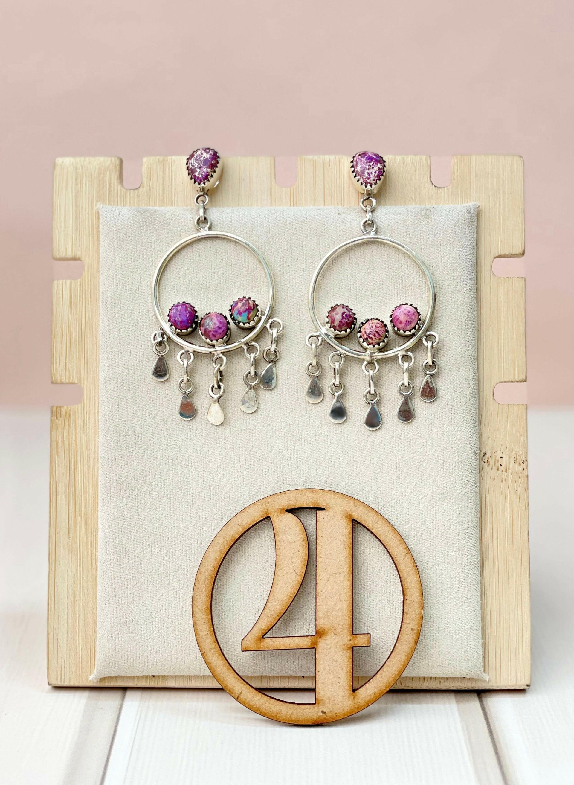Desert Jasper Boho Fringe Hoops-Earrings-Krush Kandy, Women's Online Fashion Boutique Located in Phoenix, Arizona (Scottsdale Area)