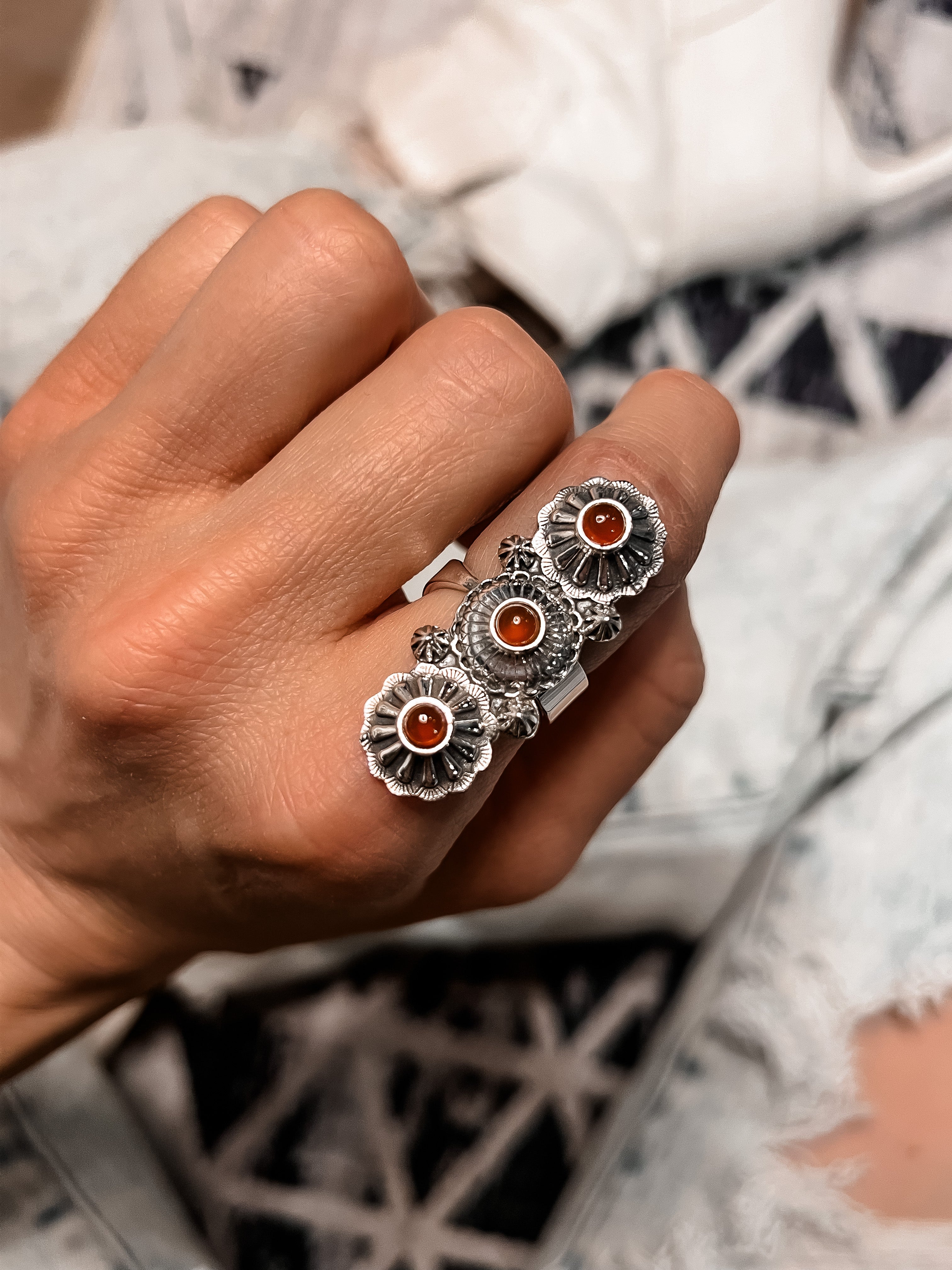 Three Stone Concho Crawler rings | Krush Exclusive-Rings-Krush Kandy, Women's Online Fashion Boutique Located in Phoenix, Arizona (Scottsdale Area)