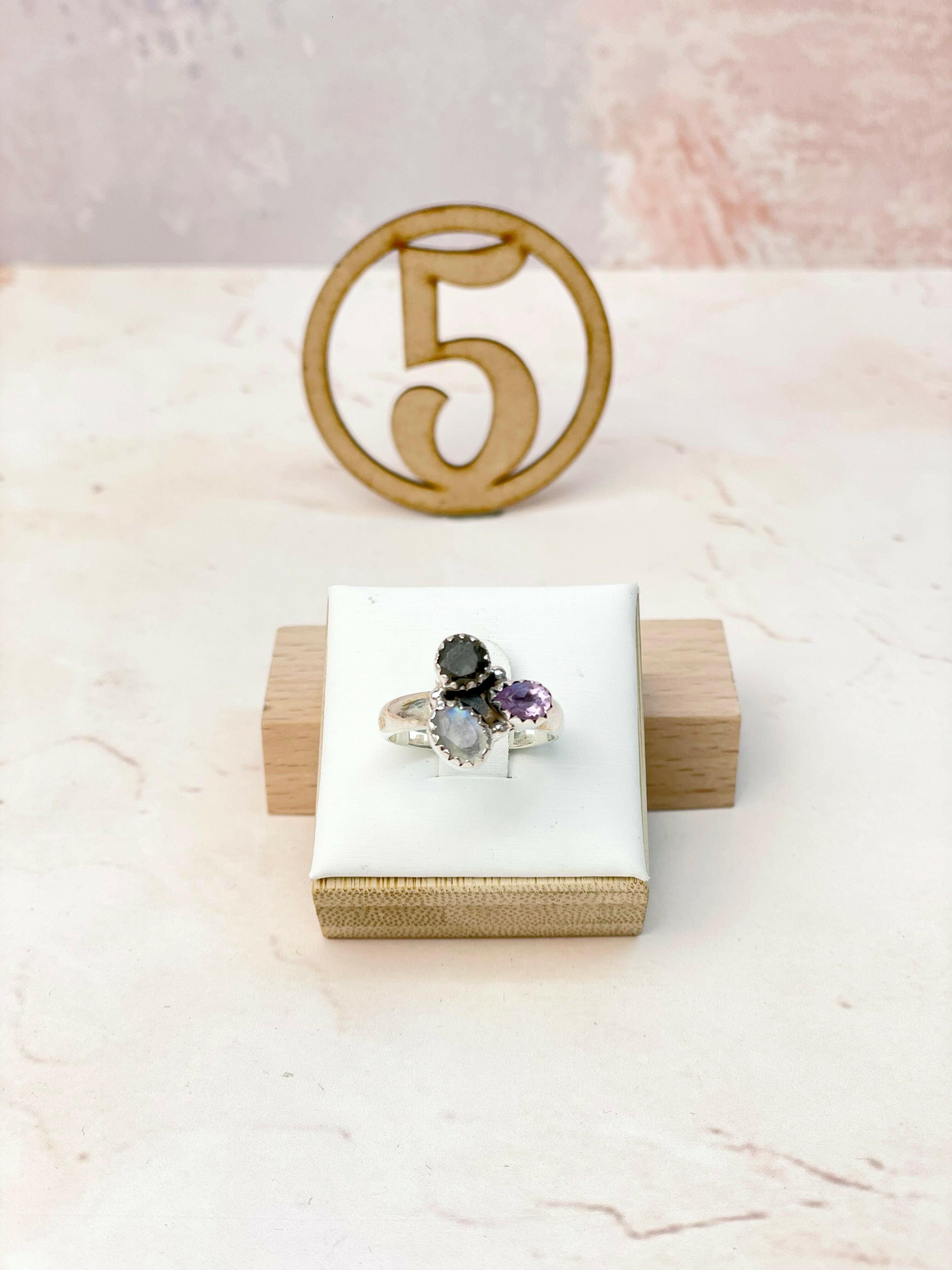 Dainty Labradorite and Moostone Rings-Rings-Krush Kandy, Women's Online Fashion Boutique Located in Phoenix, Arizona (Scottsdale Area)
