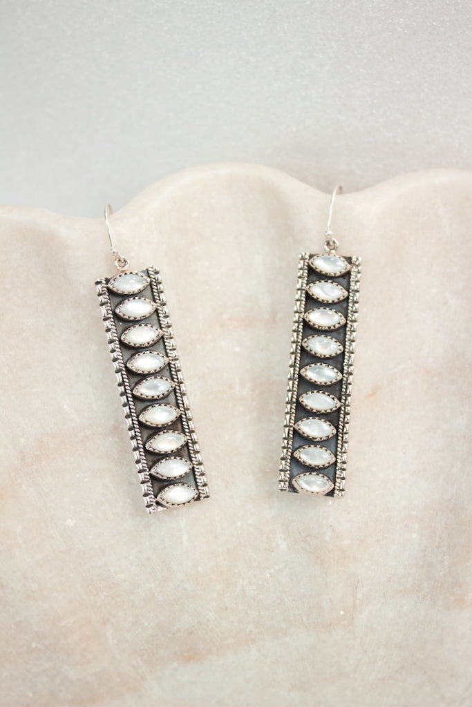 Showstopper Stone Bar Earrings-Drop Earrings-Krush Kandy, Women's Online Fashion Boutique Located in Phoenix, Arizona (Scottsdale Area)