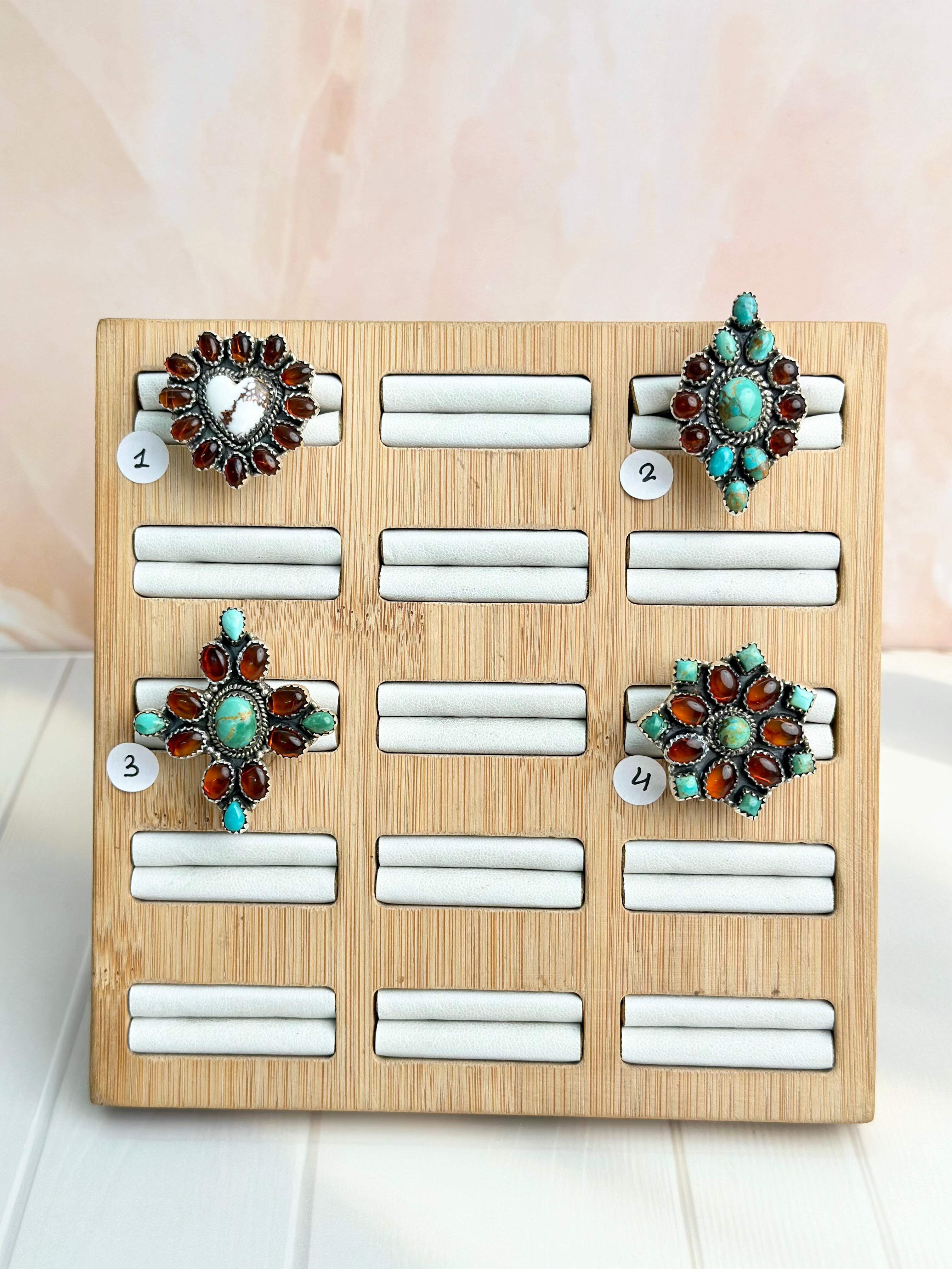 Amber &amp; Turquoise Rings-Rings-Krush Kandy, Women&#39;s Online Fashion Boutique Located in Phoenix, Arizona (Scottsdale Area)