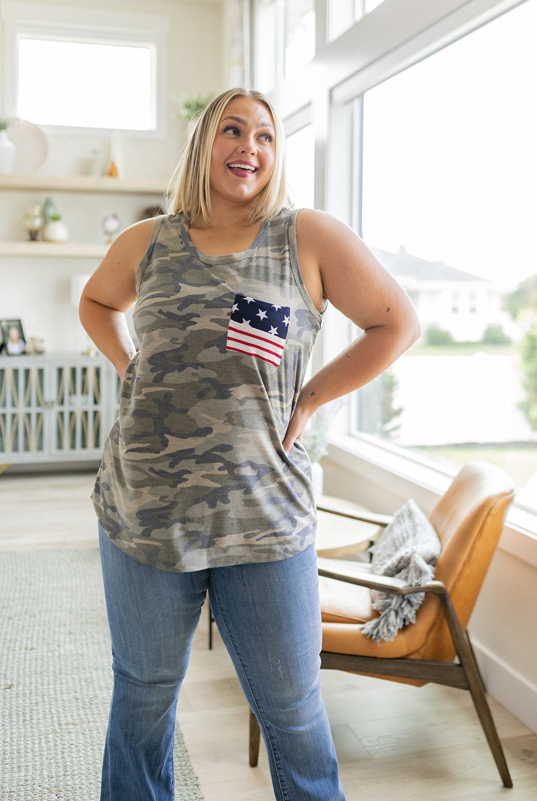 Camouflage Flag Pocket Tank-Tanks-Krush Kandy, Women's Online Fashion Boutique Located in Phoenix, Arizona (Scottsdale Area)