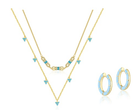 Turquoise Minimalist Geometric Earring Ring and Necklace Set-Jewelry-Krush Kandy, Women's Online Fashion Boutique Located in Phoenix, Arizona (Scottsdale Area)